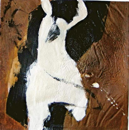ANIMATO Gehörnter Weiss, Acryl auf Papier,18,5x18,5cm